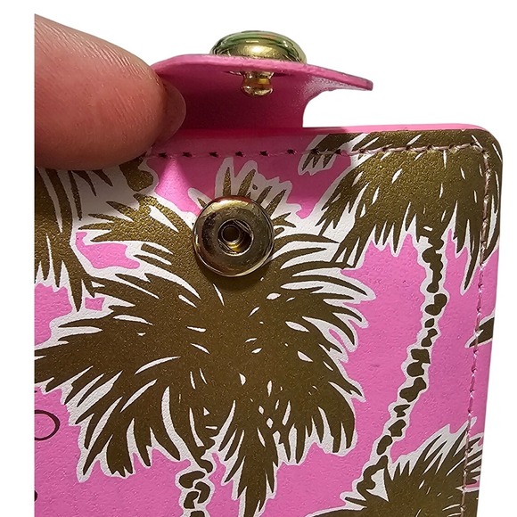 Lilly Pulitzer Paradise Bound Pink & Gold Palm Tree Luggage ID Tag - Picture 3 of 5